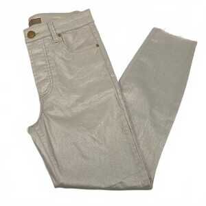 Kut from the Kloth Champagne Shimmer Coated Charlize High Rise Slim Jeans